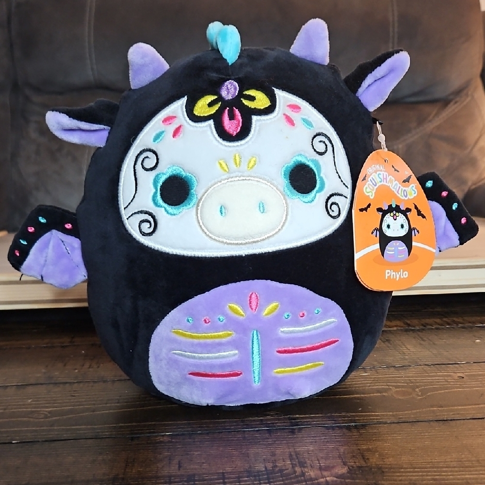 8" Phylo The Dragon Day Of The Dead Squishmallow 2022